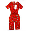 C2310 Zr orange flower print jump suit