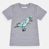 C1663 FO-BU Sequance Dino Story Grey T-Shirt with Digital Printed 4-Pocket Grey Cotton Shorts