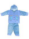 C1237 CUTE COLLECTION BASE BALL SKY BLUE  FLEES 2 PCS SUIT