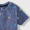 C1474 TOA Wide Space Shoulder Button Blue T-Shirt