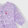 C1491 USP Colorful Flower & Leaf Purple Frock