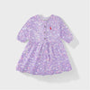 C1491 USP Colorful Flower & Leaf Purple Frock