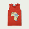 C1558 SER MJ Continent Animals Front Pocket Orange Sando T-Shirt