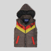 C2018 Brown & Black Clouer Sleevelees Hooded Puffer Jacket