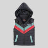 C2019 Black & Green Clouer Sleevelees Hooded Puffer Jacket