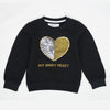 C2044 Mng Black My shiny Heart Fleece Sweat Shirt