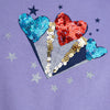 C2275 Hm Prupel Star Heart  Fleece Sweart Shirt