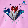 C2301 Hm PINK Star Heart  Fleece Sweart Shirt