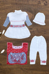 C1261 DORSA-ME WHITE WITH RED-PCS WOOLEN SUIT