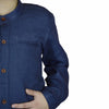 C1281 RC Cool Cotton Space Blue Ban Collar Casual Shirt