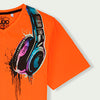 C1552 ASST DWD Music Lover V Neck Orange T-Shirt