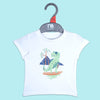 C1581 BNG Dino on Beach Cut Lable White T-Shirt