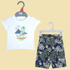 C1615 R-Cul Multi Flower Shorts with BNG Beach Dino White T-Shirt