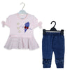 C1766 HIGH CHASE Pink Frock with Denim 2-Pcs Set