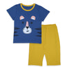 C1880 GUO YINUO Bluesh Grey & Mustered Tiger Face T-Shirt with 3-Qtr Short