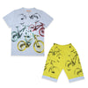 C1890 Aiwa Bike Ride Moments L.Grey & Yellow T-Shirt With Short 2-Pcs Set