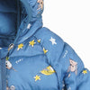 C2086 Happy Printed Blue  Hooded Jacket