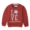 C2115 Mng Red Love Unicorns Fleece Sweart Shirt