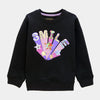 C2258 Mng Black Smile Star  Fleece Sweat shirt