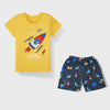 C2210 Space Explore the Universe  Yellow Shirt- & blue Short 2 pcs