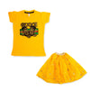 C2244 ZRA GUC T-SHIRT WITH  YELLOW FANCY NET SHARARA 2PCS